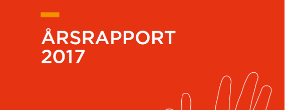 Forsiden af Årsrapport 2017 - rød med hvid skrift